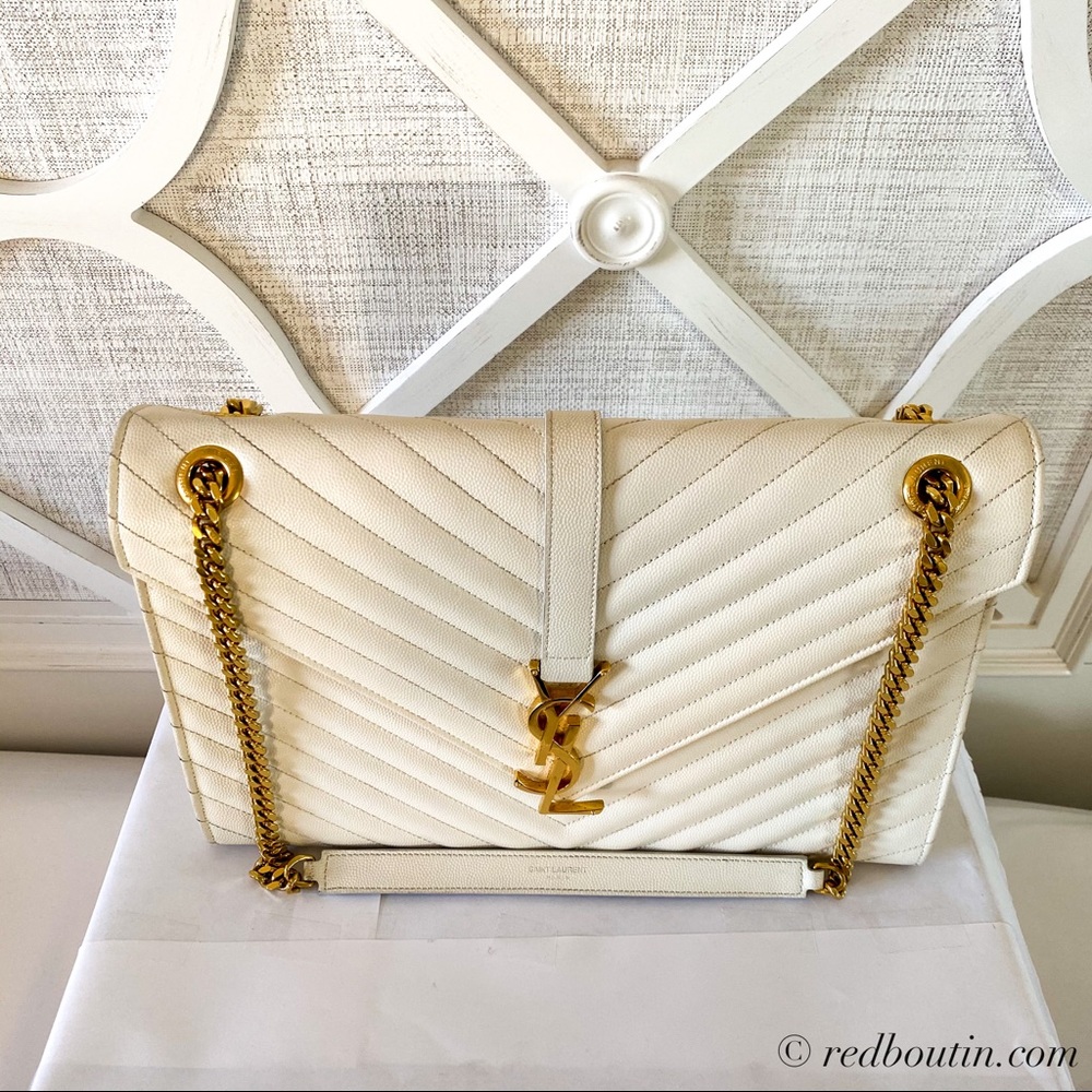 ♥️Sold Laurent YSL grained leather envelope bag LG - Picture 2 of 8